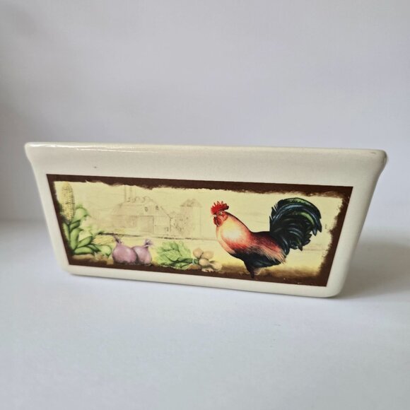Nantucket Stoneware Mini Loaf Rooster-Themed Rectangular Baking Dish - Picture 9 of 15